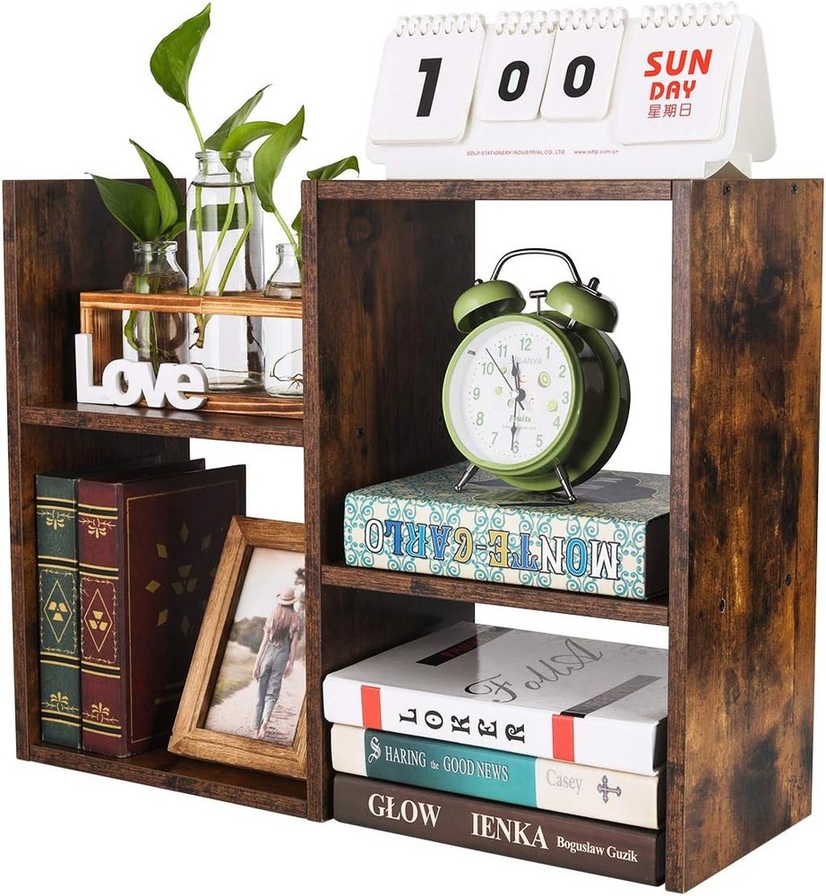 Desk Organizer Desktop Shelf Adjustable Countertop Bookshelf Small Table Shelves