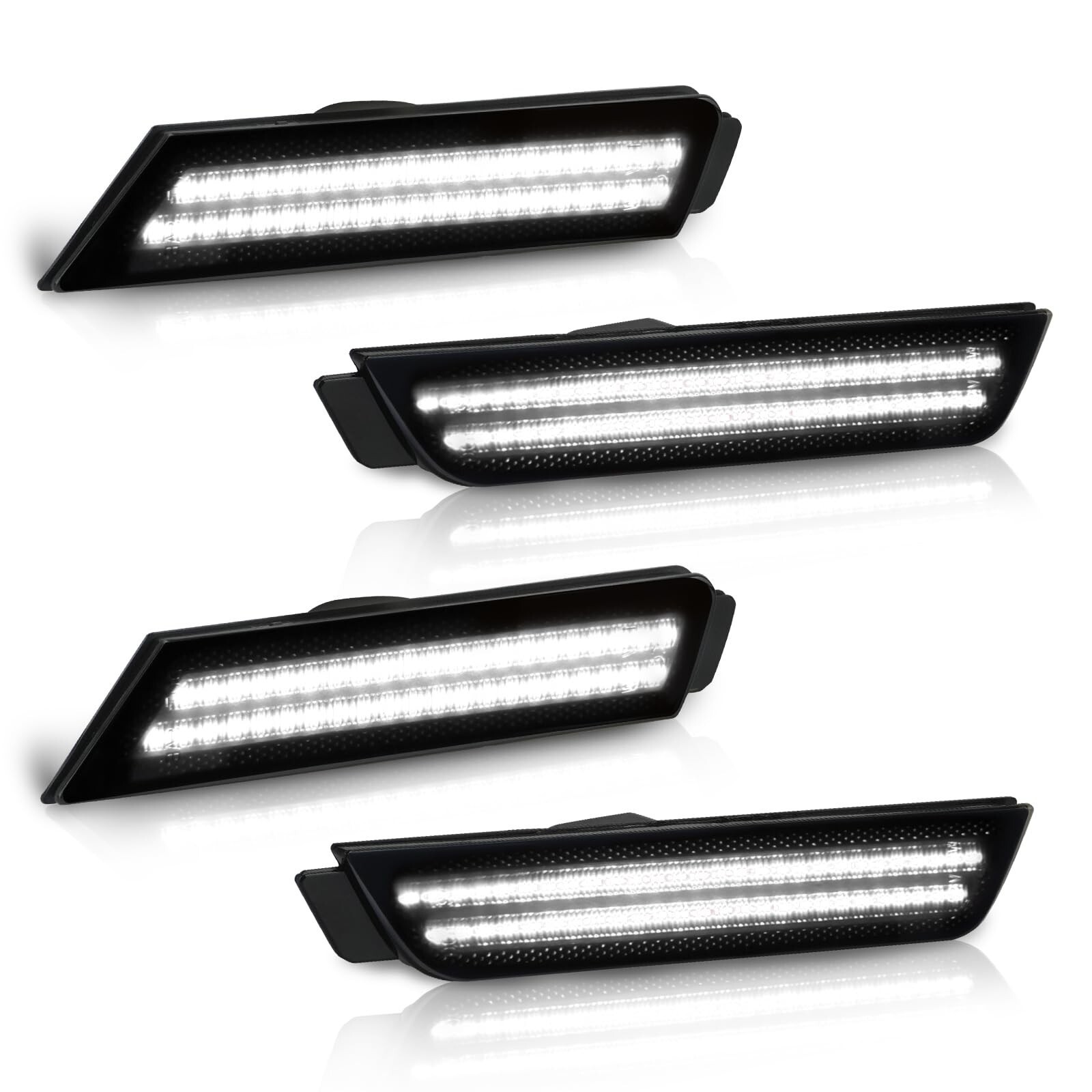 White Front Rear Fender Side Marker LED Lights Smoked For 2010-2015 Chevy Camaro