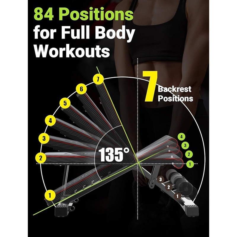 Adjustable Weight Bench Heavy Duty Portable Compact Foldable Full Body Workout