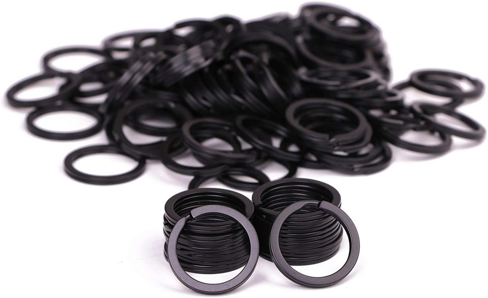100PCS Black Metal Key Rings Bulk Flat Split Key Chain Part Connector Keyring Cl