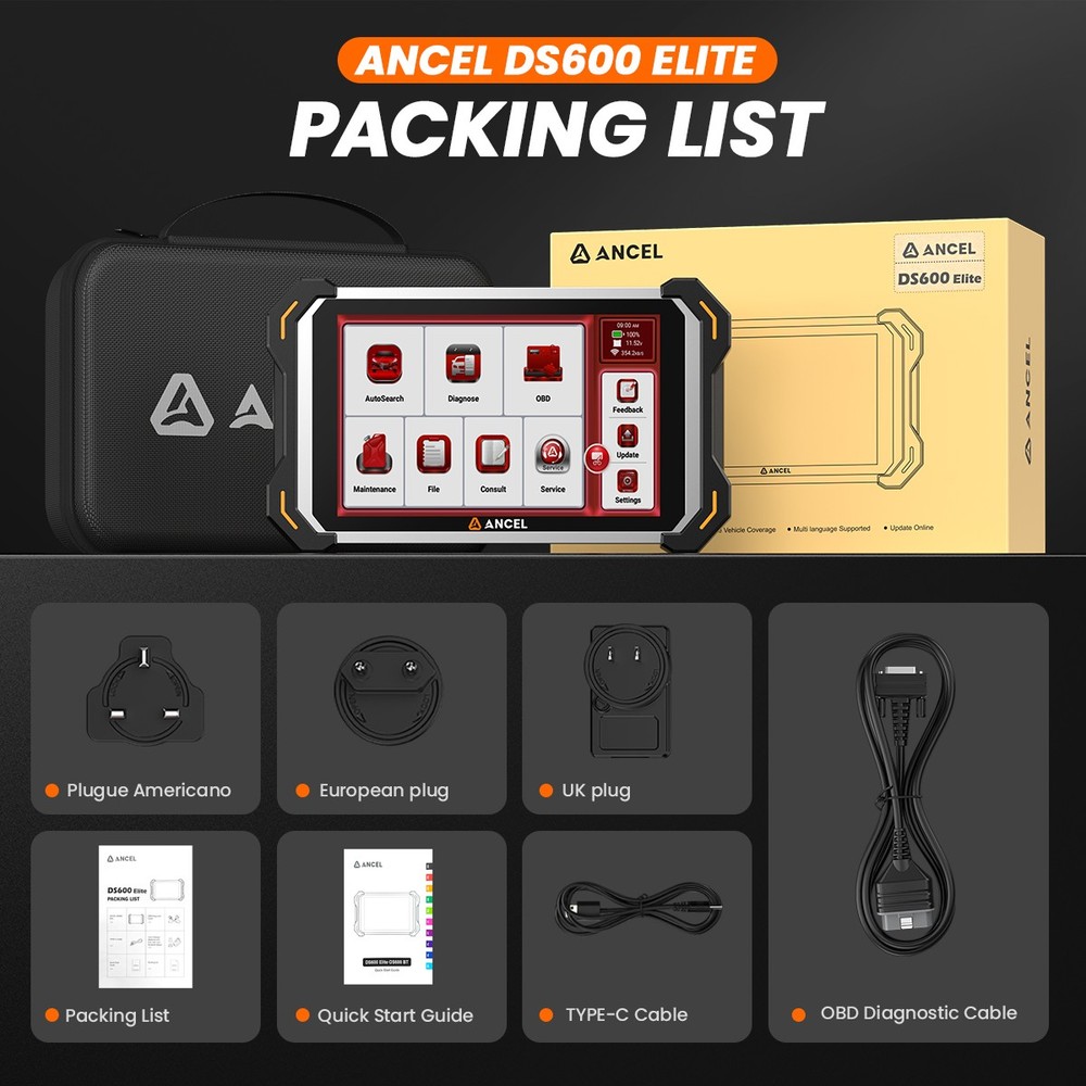 ANCEL DS600 Elite OBD2 Bidirectional All Systems Diagnostic Scanner DOIP & CANFD