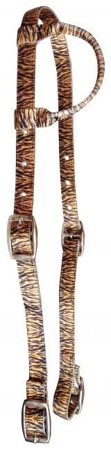 Showman Tiger Print Nylon Single Ear Headstall