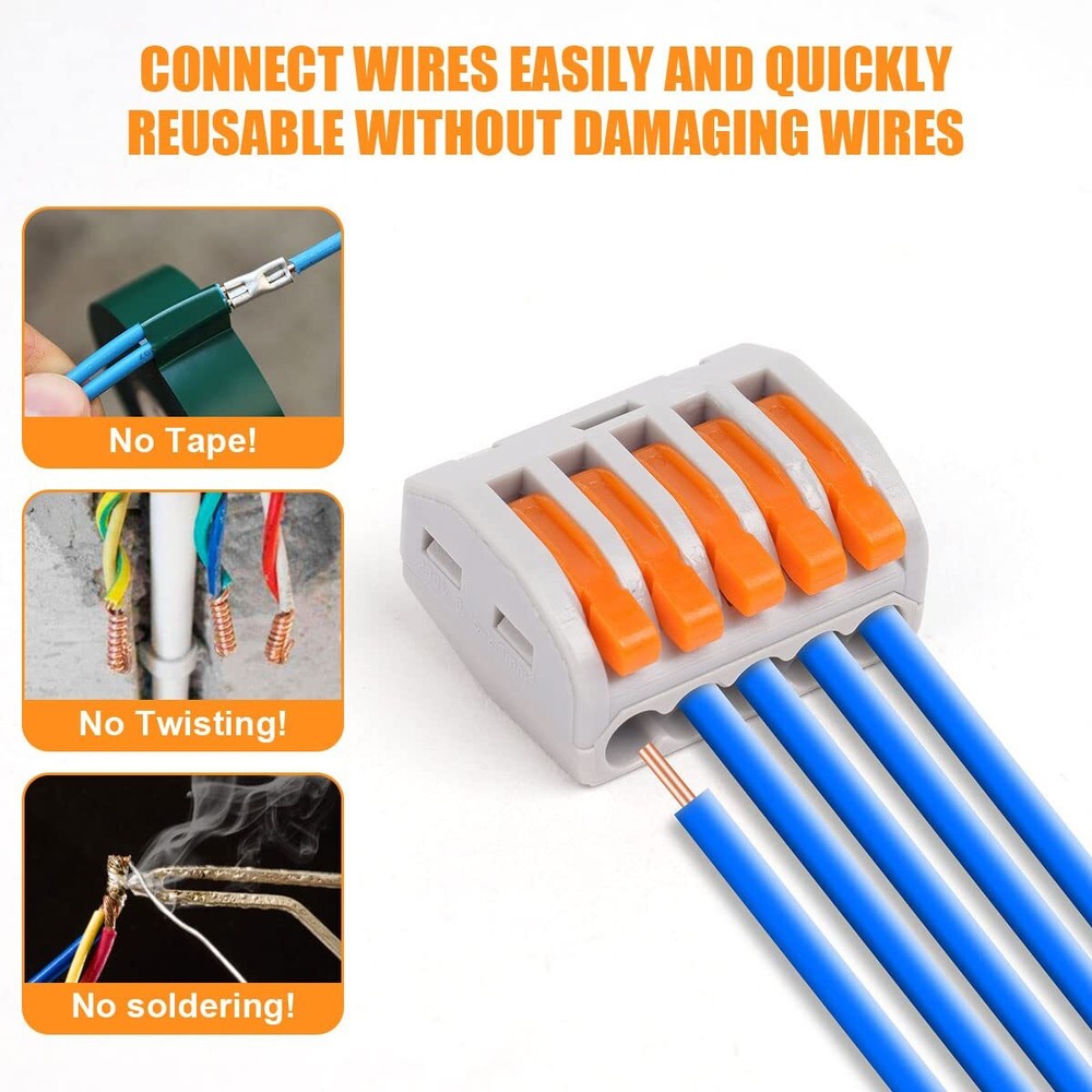 Lever Nut Wire Compact Cable Splice Circuit Electrical Connector Terminals Block