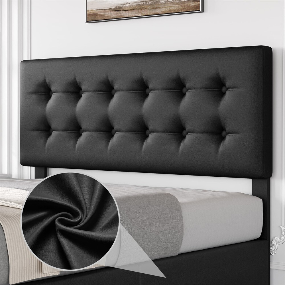 ✅Full Size Bed Frame with 4 Storage Drawers and Headboard Upholstered Platform