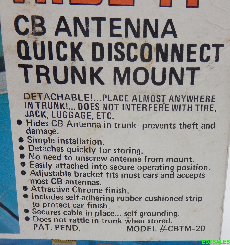 NOS Vintage RMS Hide-It CB Antenna Quick Disconnect Trunk Mount