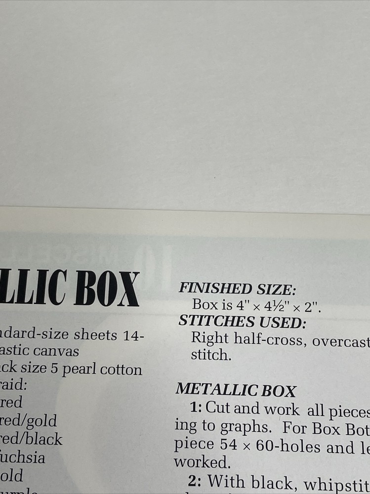 Metallic Box Annie's Attic Plastic Canvas Pattern