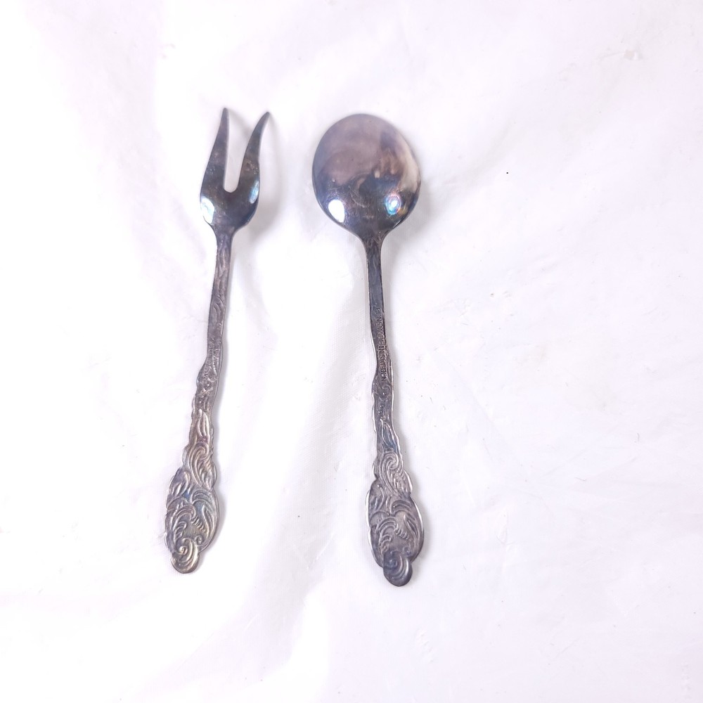 Sweden Silver Tone Fork Spoon Condiments Set Box