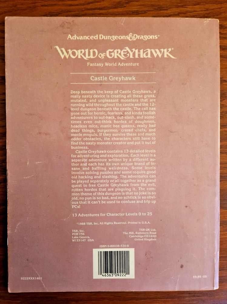 WG7 Castle Greyhawk adventure module D&D TSR Basic Dungeons Dragons BECMI 1988