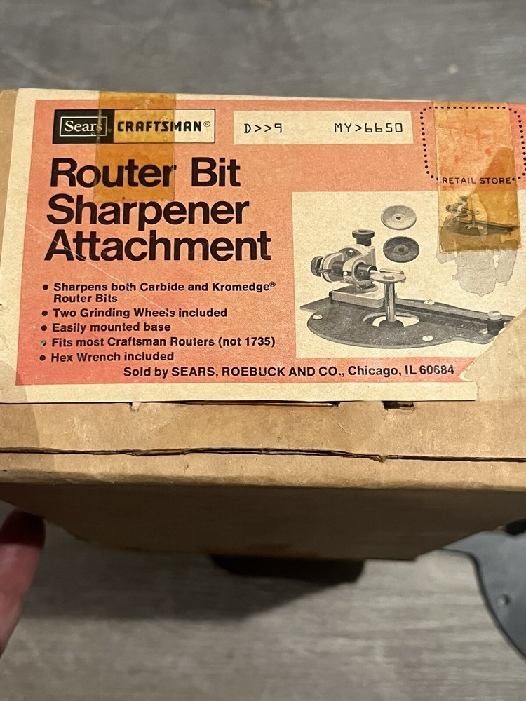 Sears Craftsman Router Bit Sharpener Attachment Model 9-6650 USA