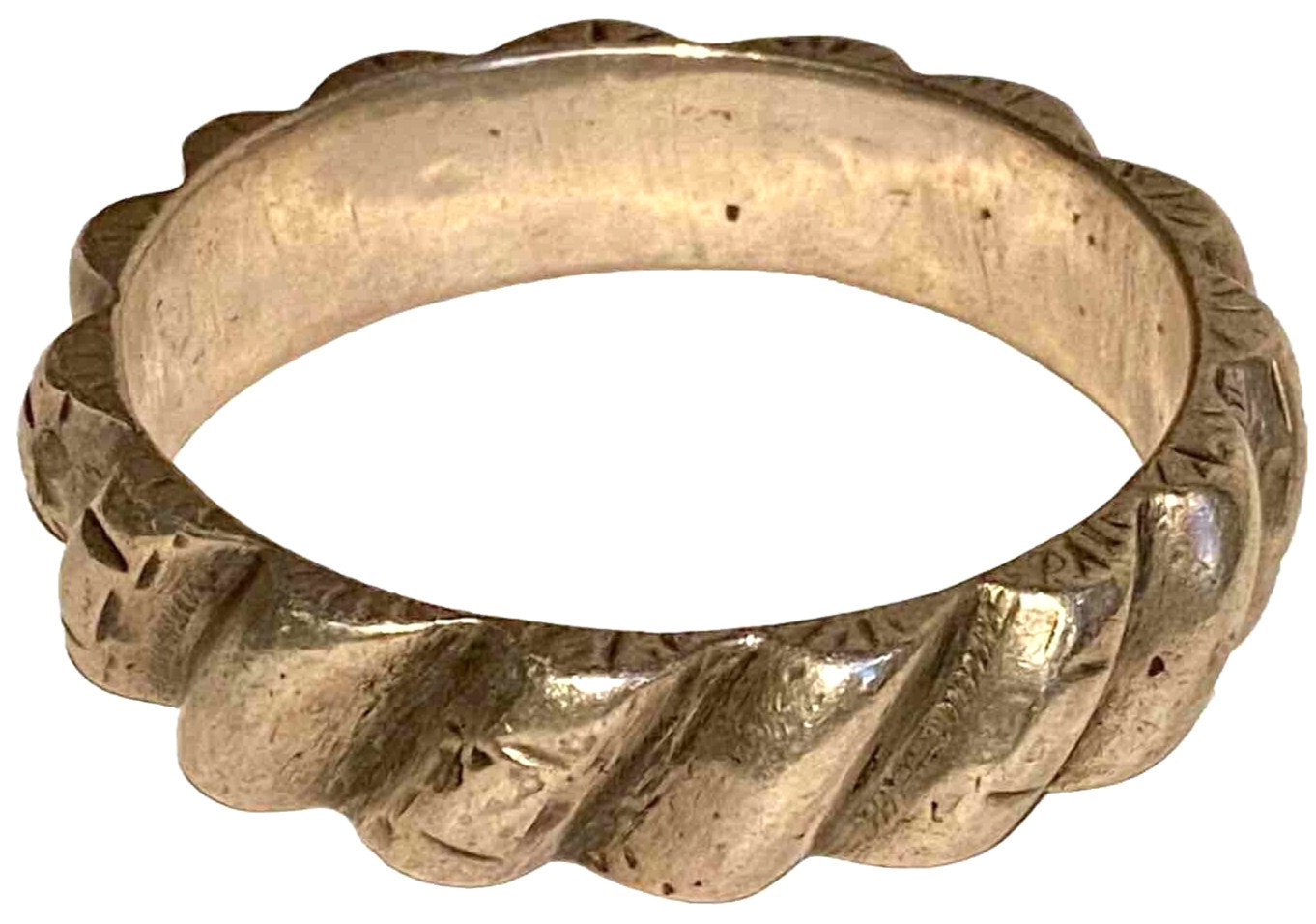 Vintage Ethnic Tribal Artisan Bangle Bracelet, Silver Tone