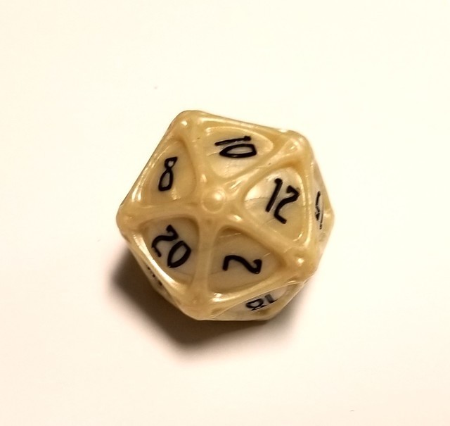 POLYHERO DICE: D20 ORB - PARCHMENT WITH BLACK INK level up pack