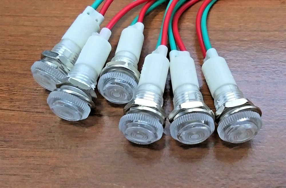 6 BBT Waterproof 12 volt AC/DC White LED Low-Profile Indicator Lights