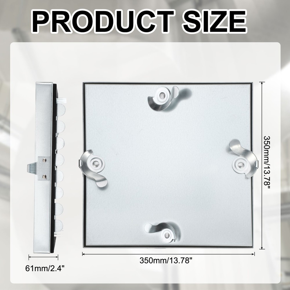 14x14" Galvanized Steel Access Panel with 2 Clasp Lock for Plumbing, Silver Tone