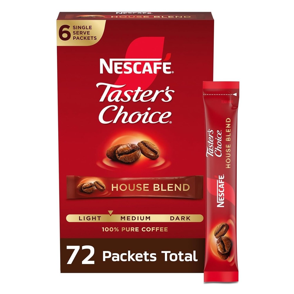 NESCAFÉ , Instant Coffee Packets, Light Medium Roast Coffee, House Blend, 12 Box
