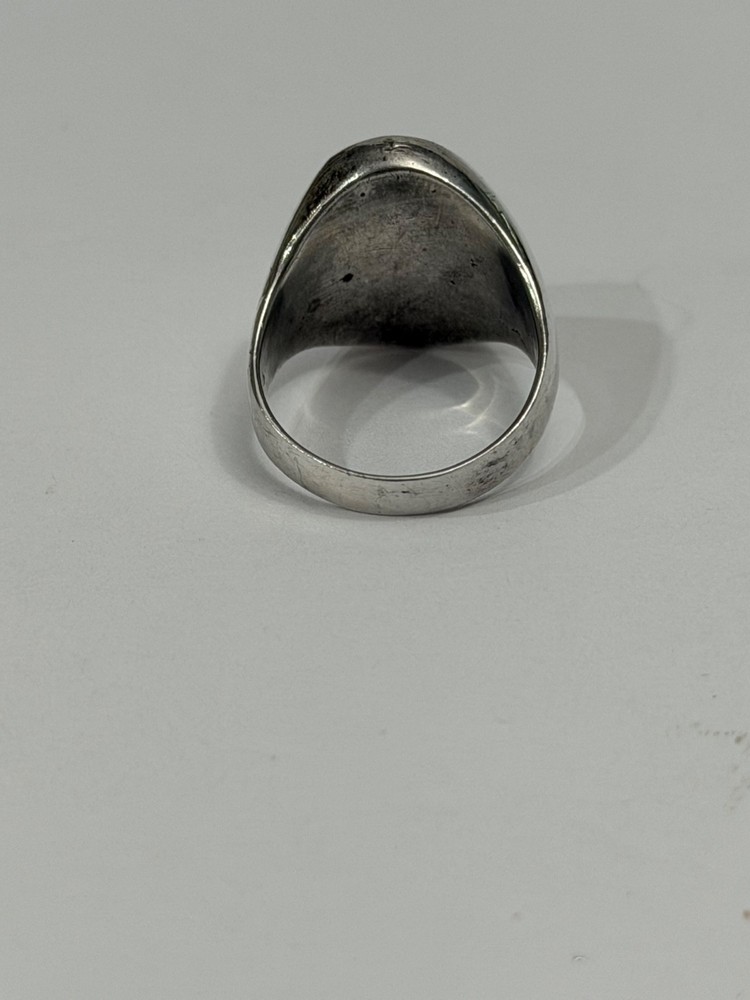 Solid 925 Sterling Silver & Inset Black Onyx Ring - Size Approx. 8.5