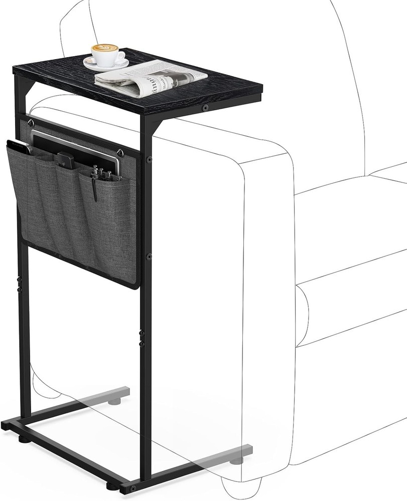 C Shaped End Table Set of 2 Small Side Table Couch & Recliner Slide Under Sofa