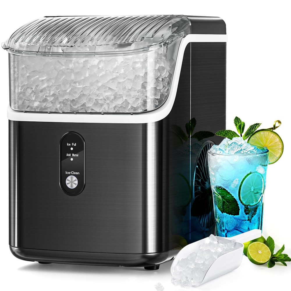Nugget Ice Maker Countertop, Chewable Nugget Ice Machine with Automatic Clean...