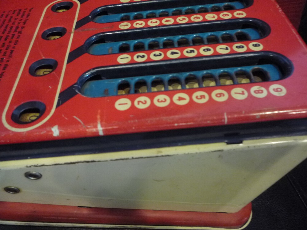 Vintage WOLVERINE No. 39 red/blue/yellow ADDING MACHINE