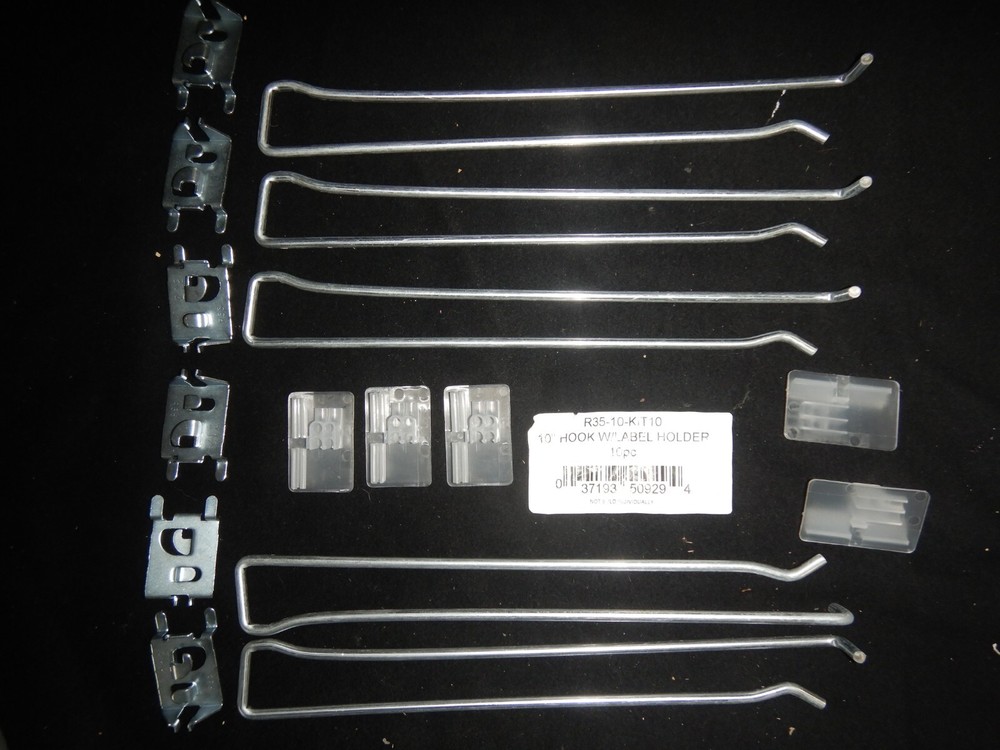 50 Pack 10" Hook with Label Holder for Pegboard Retail Display Use