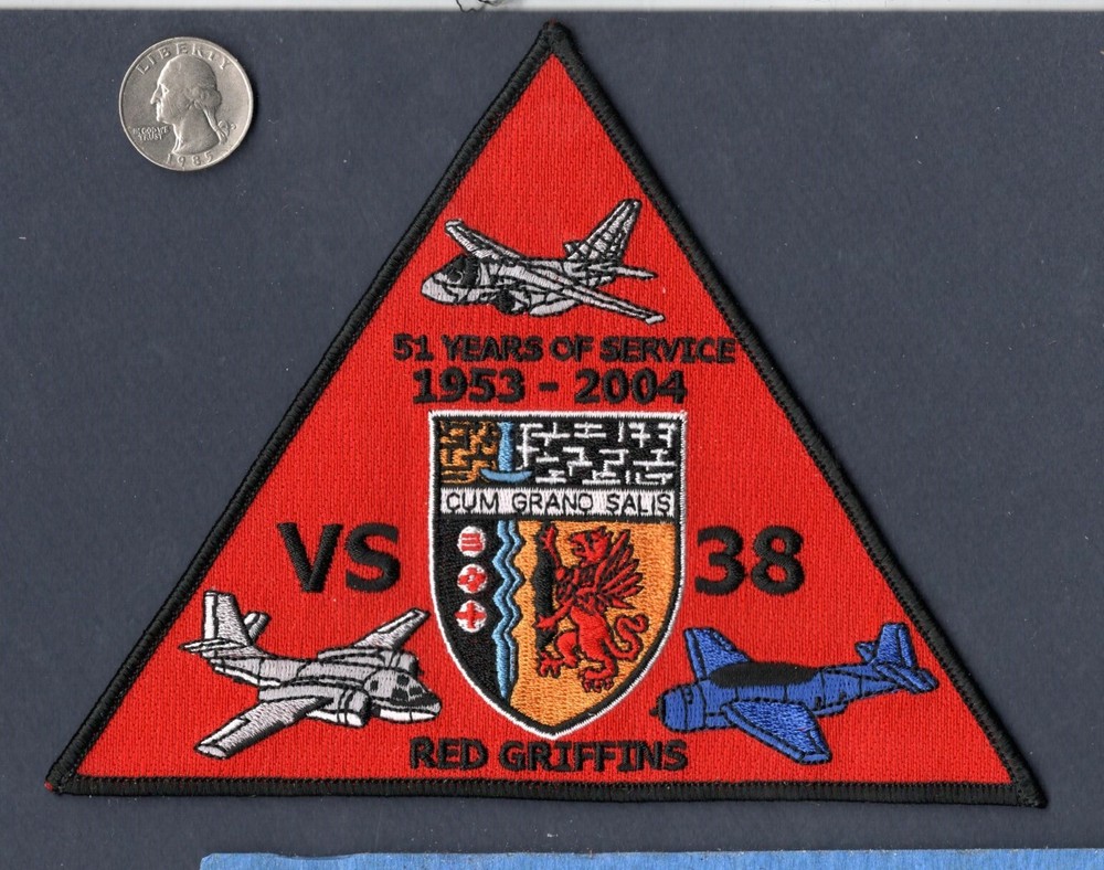 VS-38 RED GRIFFONS DECOM 2004 US NAVY S-2 Tracker  S-3 Viking ASW Squadron Patch