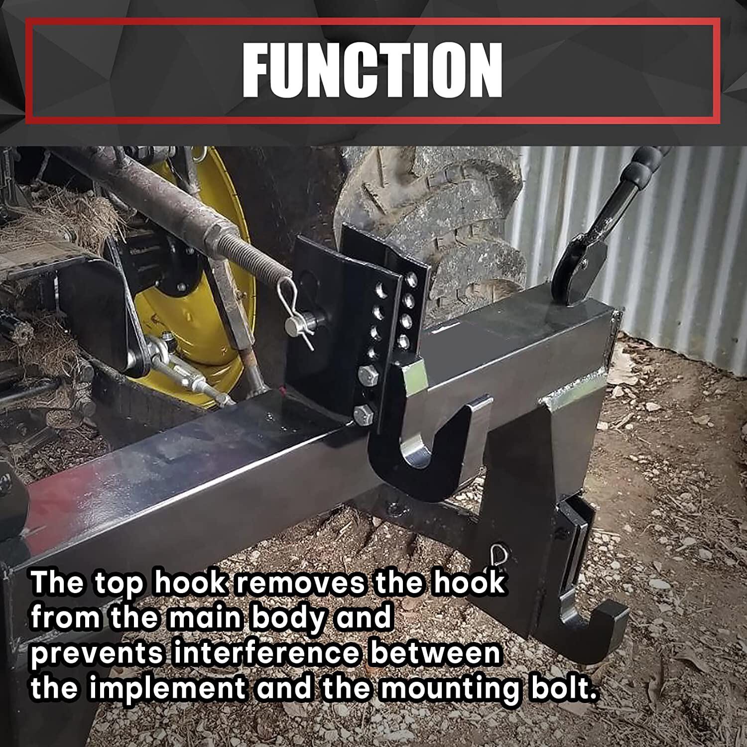 Adjustable Top Hook for Harbor Freight Quick Hitch Cat 1 Tractor 3 Point Hitch