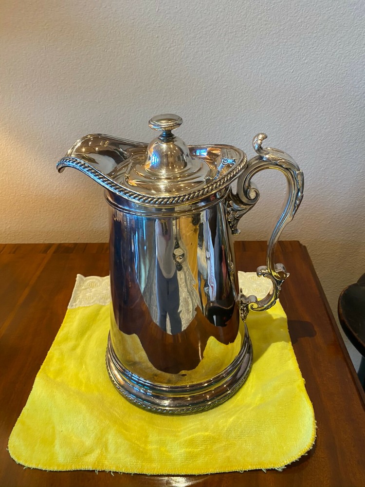 Estate Large Hinged Silverplate Water Pitcher