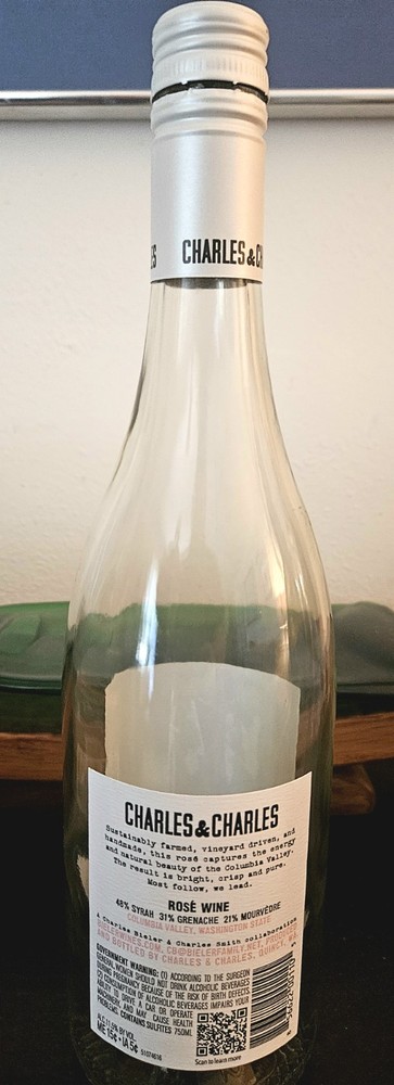 Charles & Charles 2022 Rose EMPTY Wine Bottle