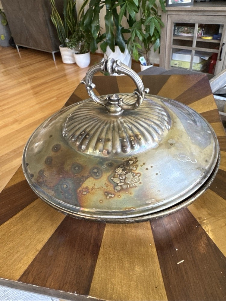 Silver Plated Serving Bowl With Lid - 8” Diameter.
