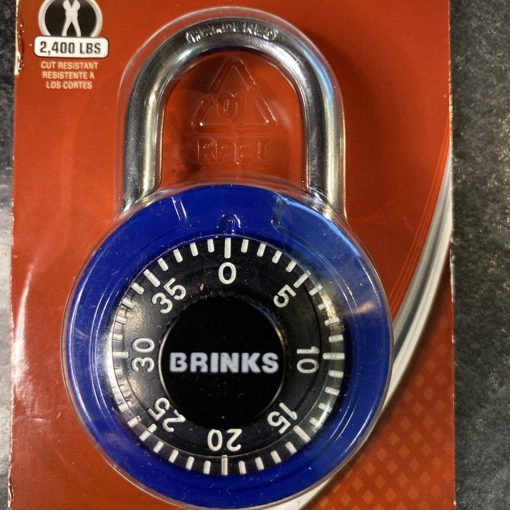 BLUE - BRINKS 50mm 1- 7/8 Inch Combination Padlock - Standard Security • Blue