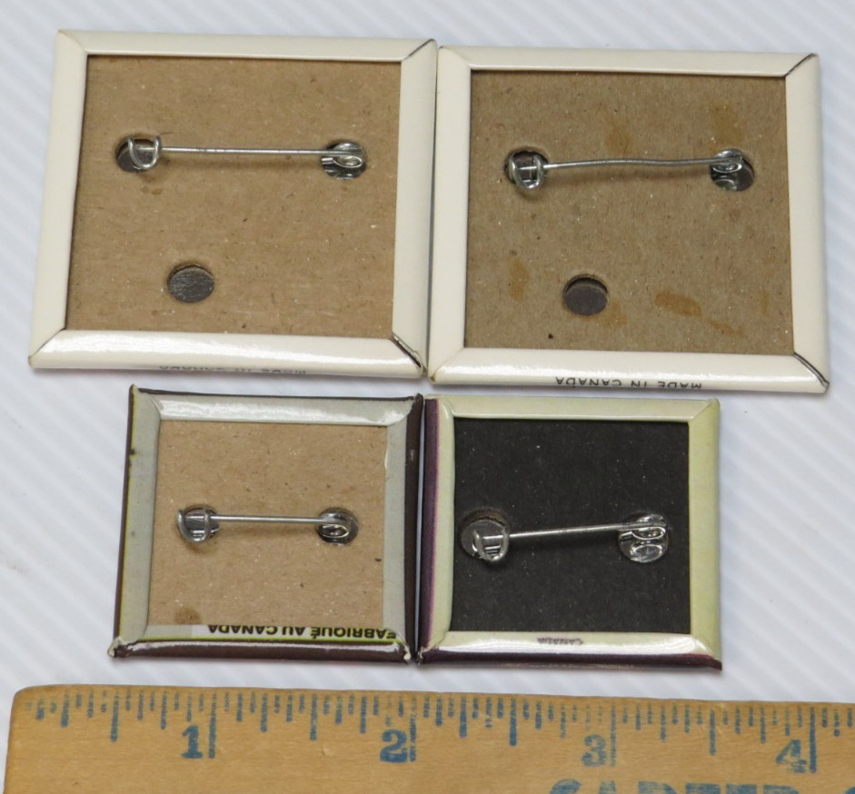 KISS VINTAGE 1980's SQUARE BUTTONS FROM CANADA - LOT OF 4 GROUP SET #19