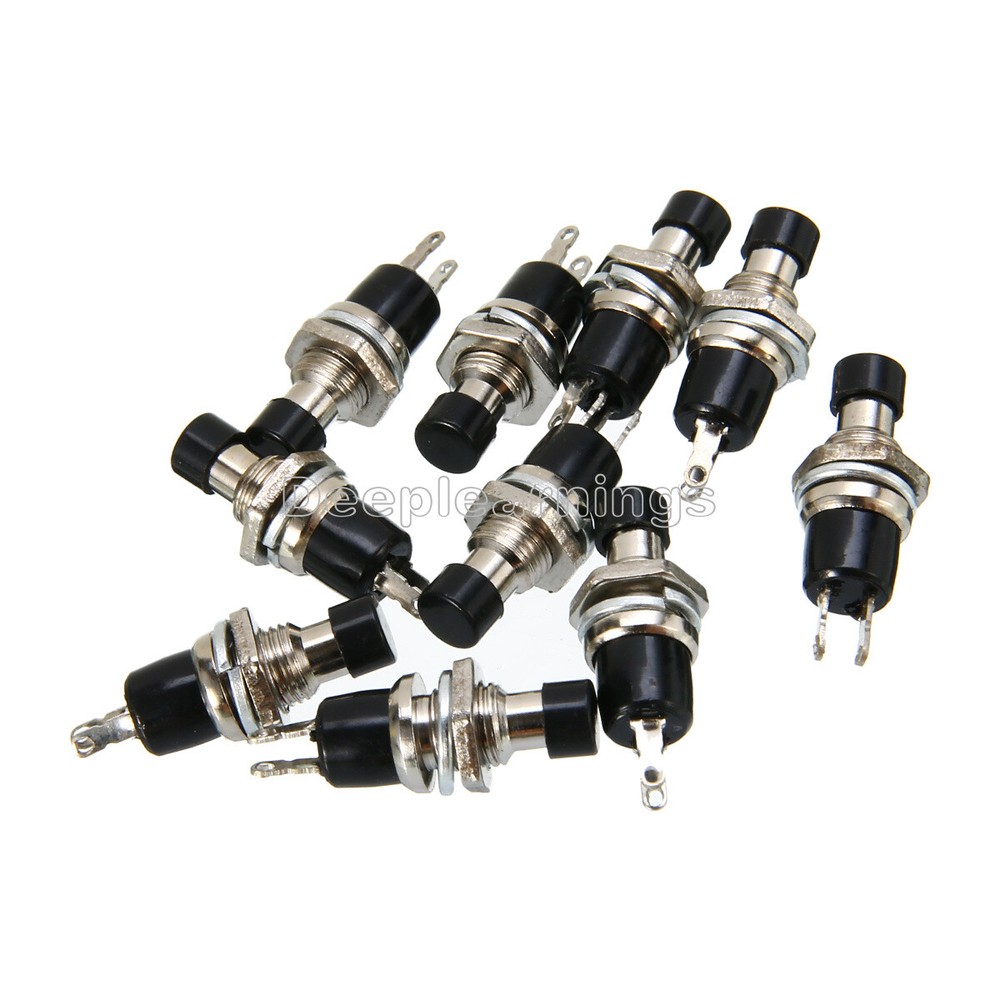 10PCS  X Black PBS-110 ON/OFF Push button Mini Lockless Momentary Switch