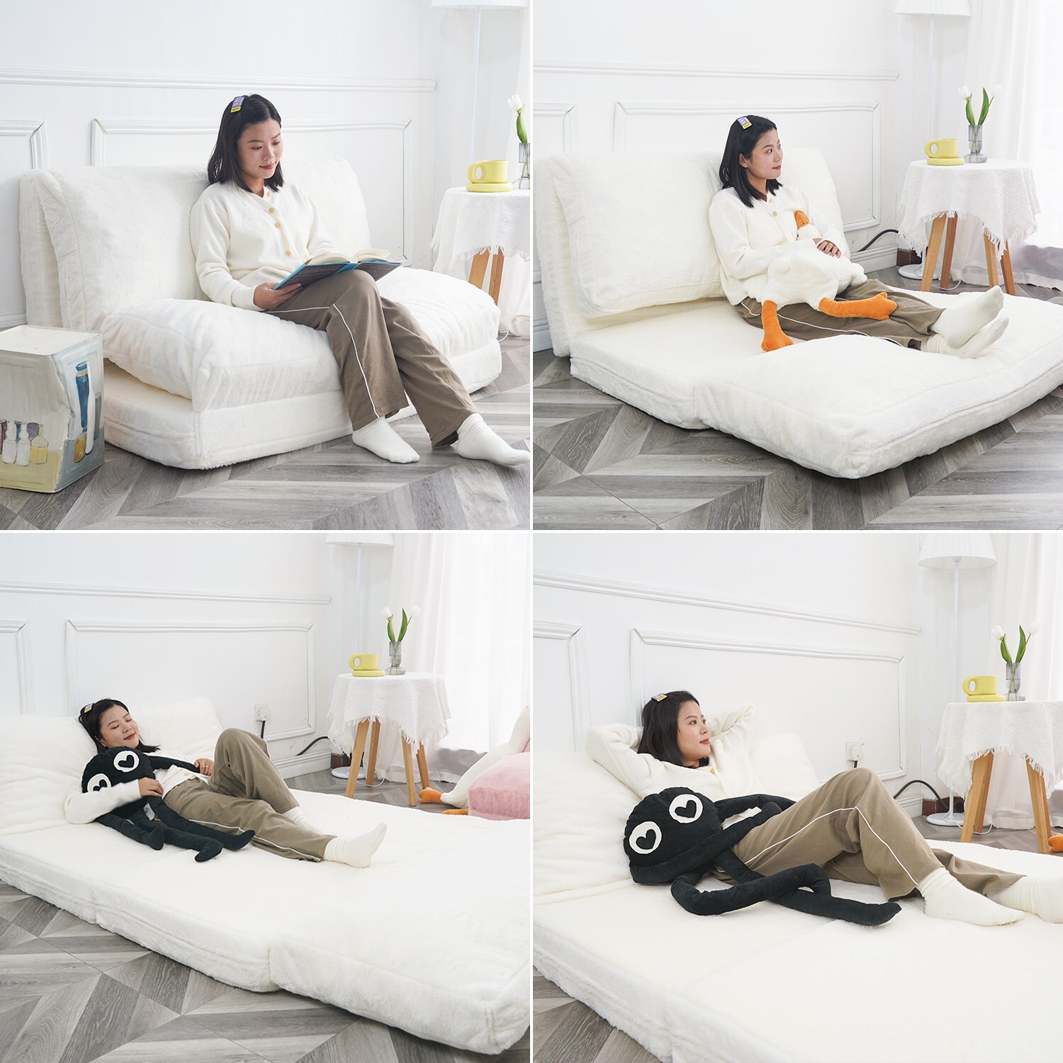 N&V Foam Foldable Sofa, Foam Filling Folding Sofa Bed, Bean Bag Floor Bed Sofa
