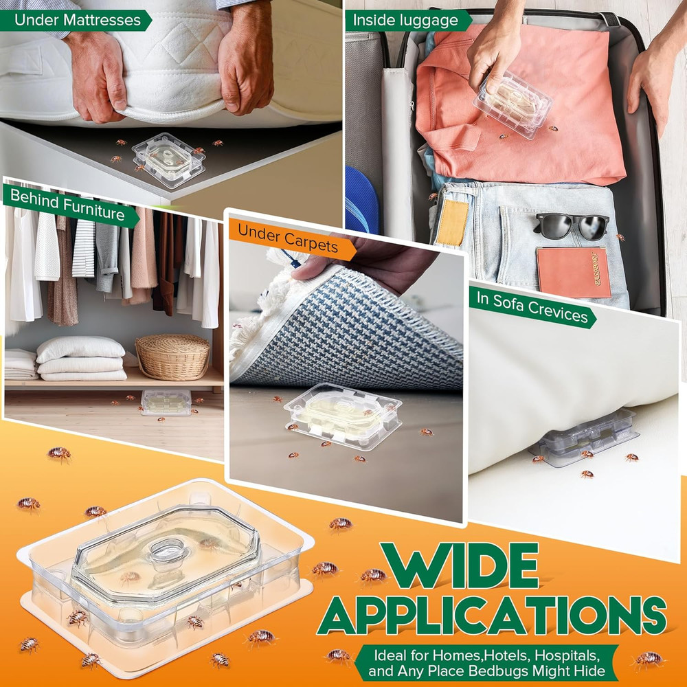 6 Set Bed Bug Detector & Trap, Bedbug Traps with Strong Glue, Bedbug Intercep...