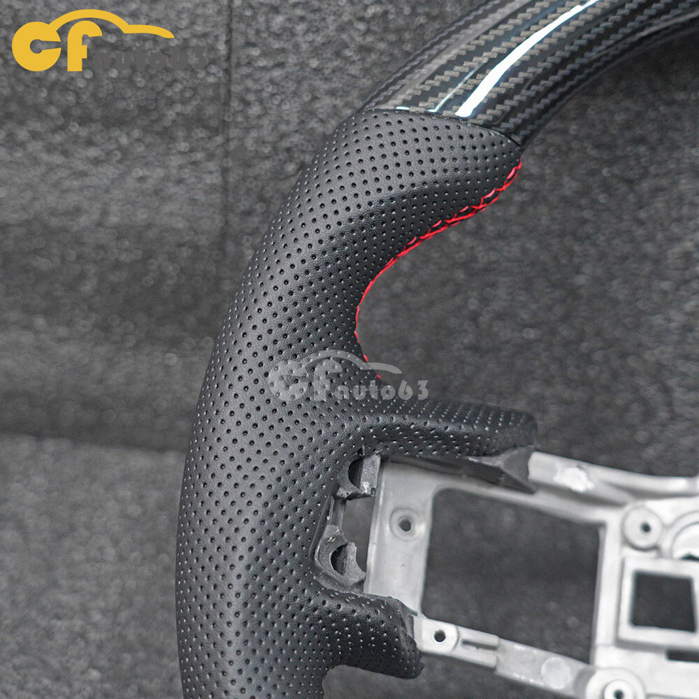 HYDRO DIP Carbon Fiber Steering Wheel Fit For 2018-2023 Ford Mustang GT Red Line