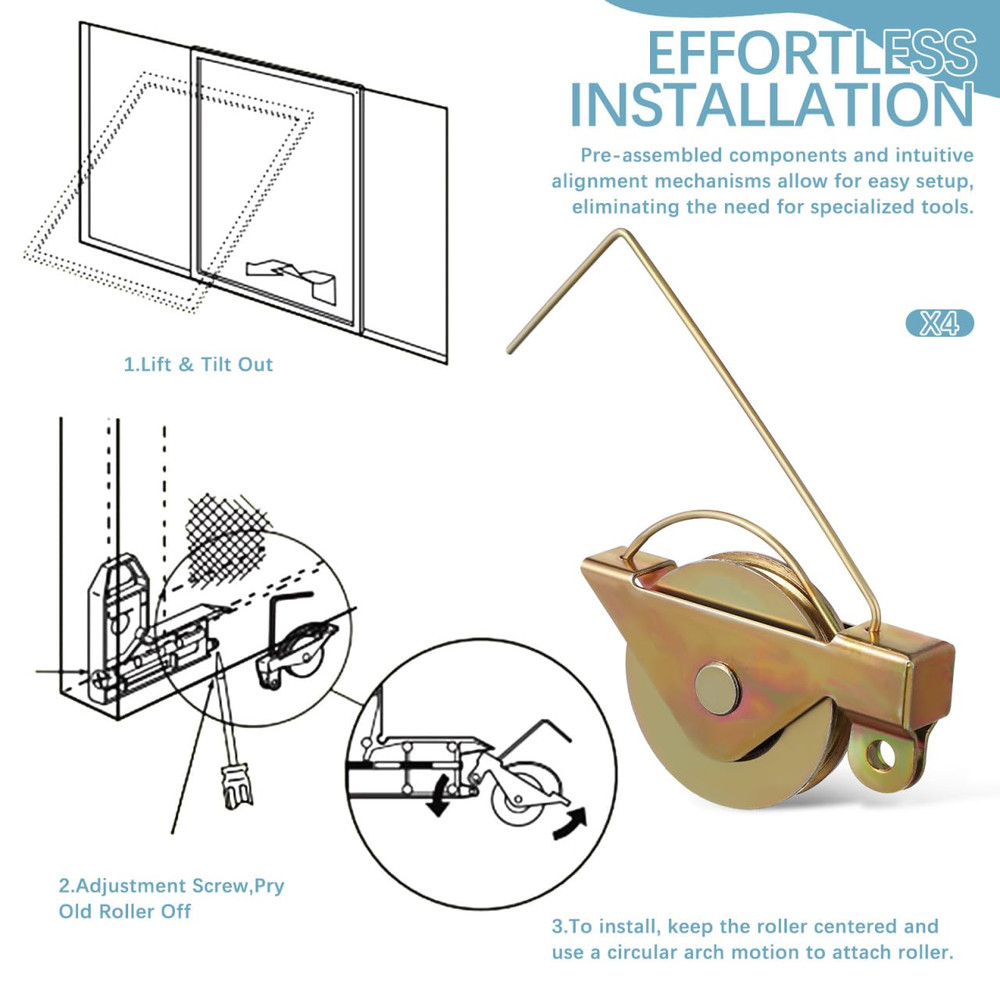 4 Pack Sliding Screen Door Rollers, Screen Door Wheels Replacement Compatible...