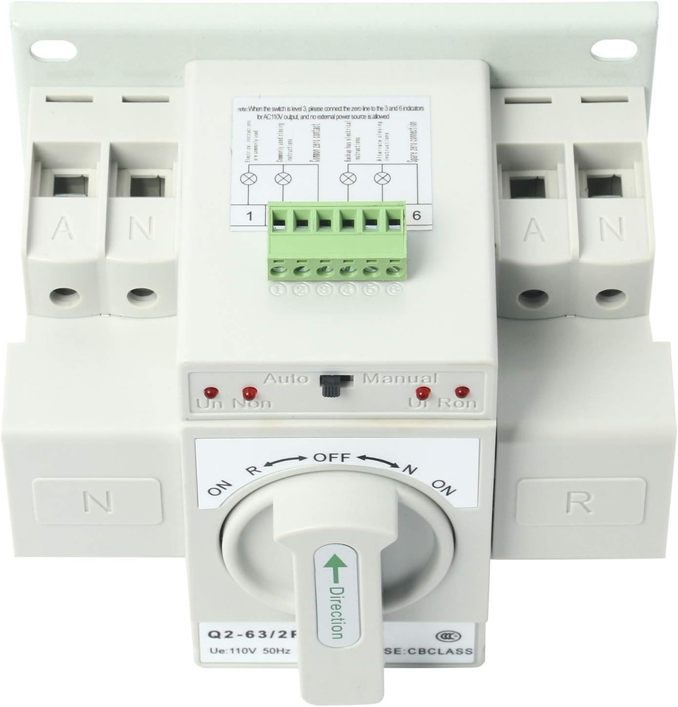 Automatic Transfer Switches 2P 63A 110V, Dual Power Toggle Controller Change-Ove