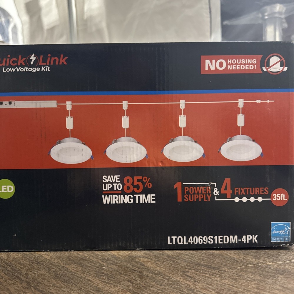 (4-Pack) HALO 4" QuickLink Low Voltage Recessed Canless Dimmable LED Starter Kit