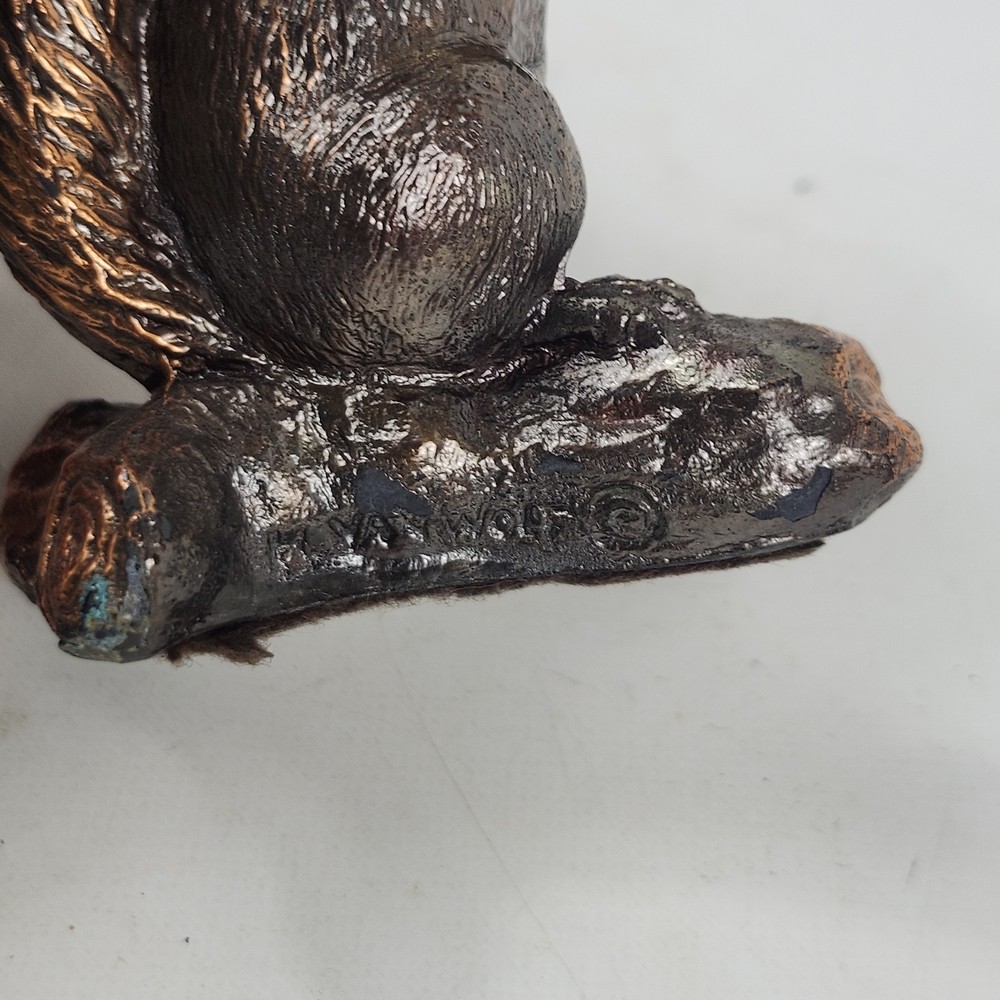 H. Van Wolfe Bronze Squirrel Sculpture
