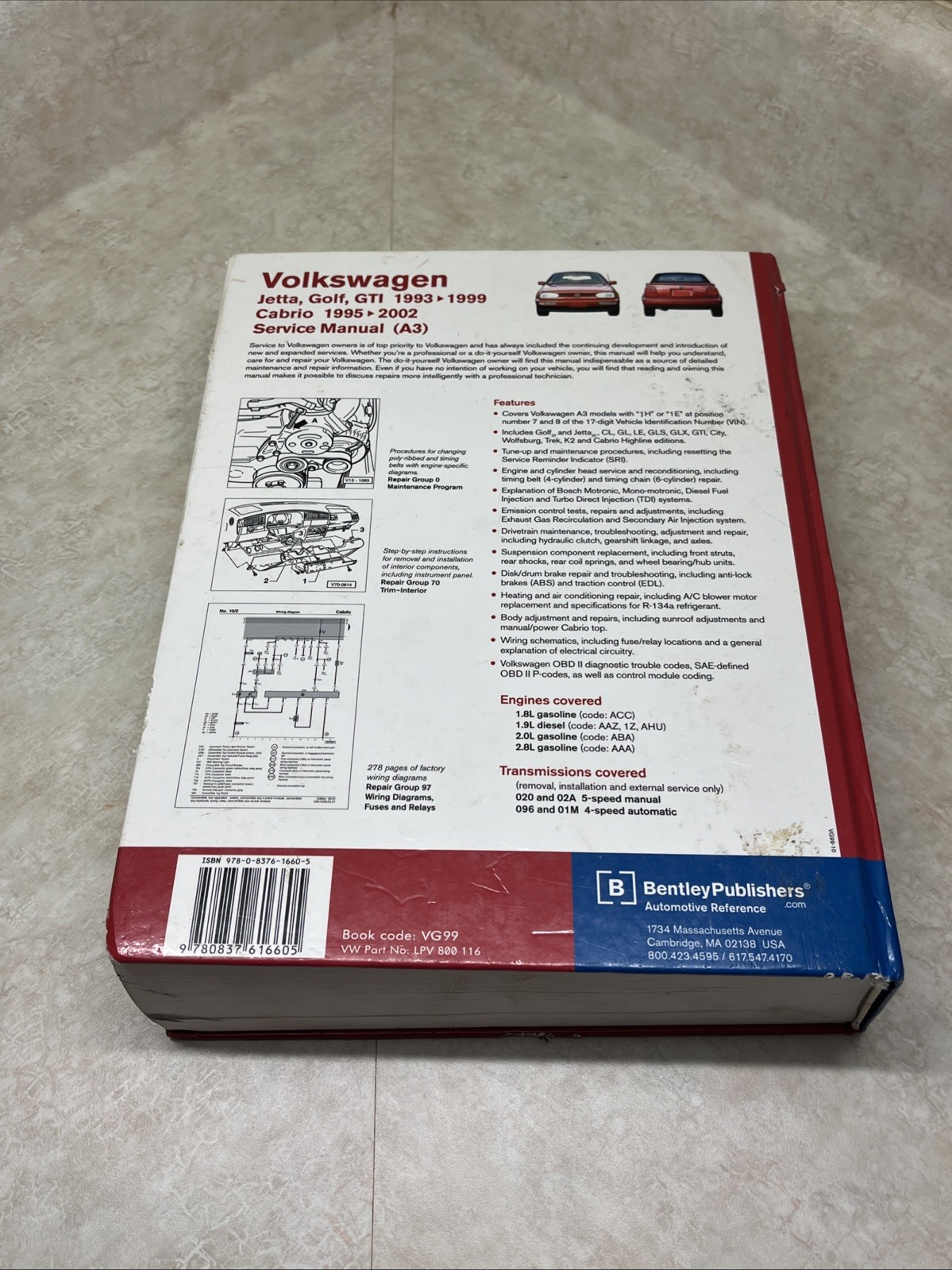 Service Manual Volkswagen Jetta Golf GTI, 1993-1999 & Cabrio 1995-2002 Bentley