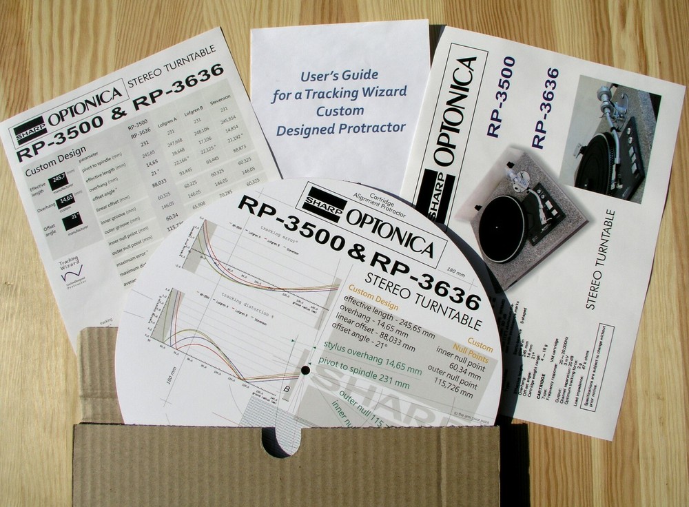 Sharp-Optonica RP-3500 & RP-3636 Custom Designed Tonearm Alignment Protractor