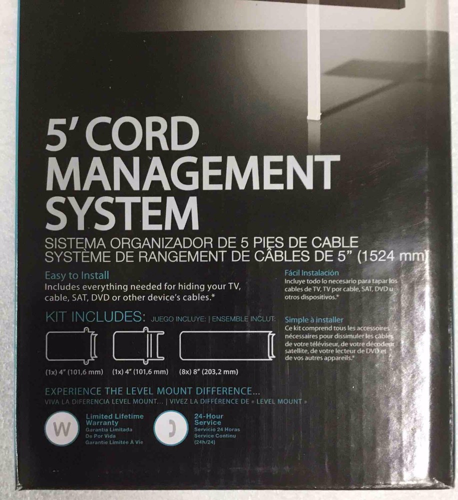 NIB LEVEL MOUNT ELEW5-07 TV UNIVERSAL WIRE MANAGEMENT KIT 5’ PAINTABLE SECTIONS