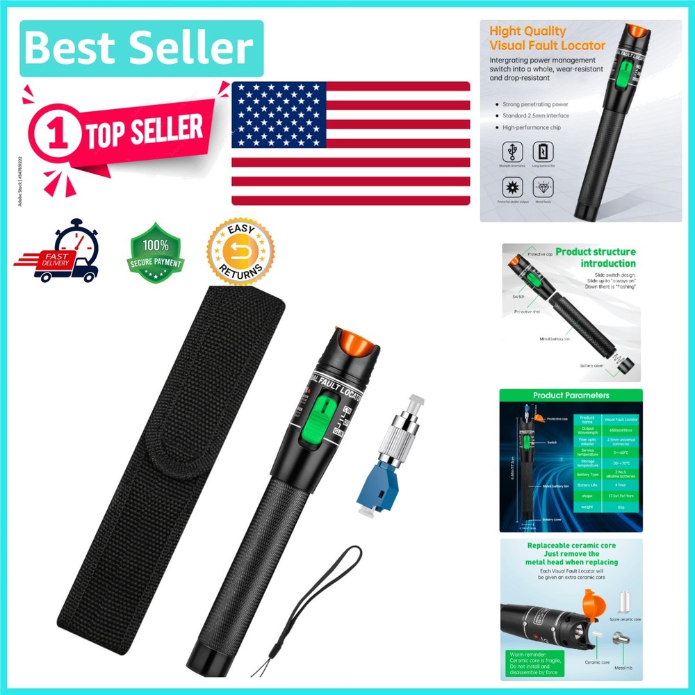 Advanced Battery-Powered Fiber Optic Cable Tester with Multi-Interface Adapter