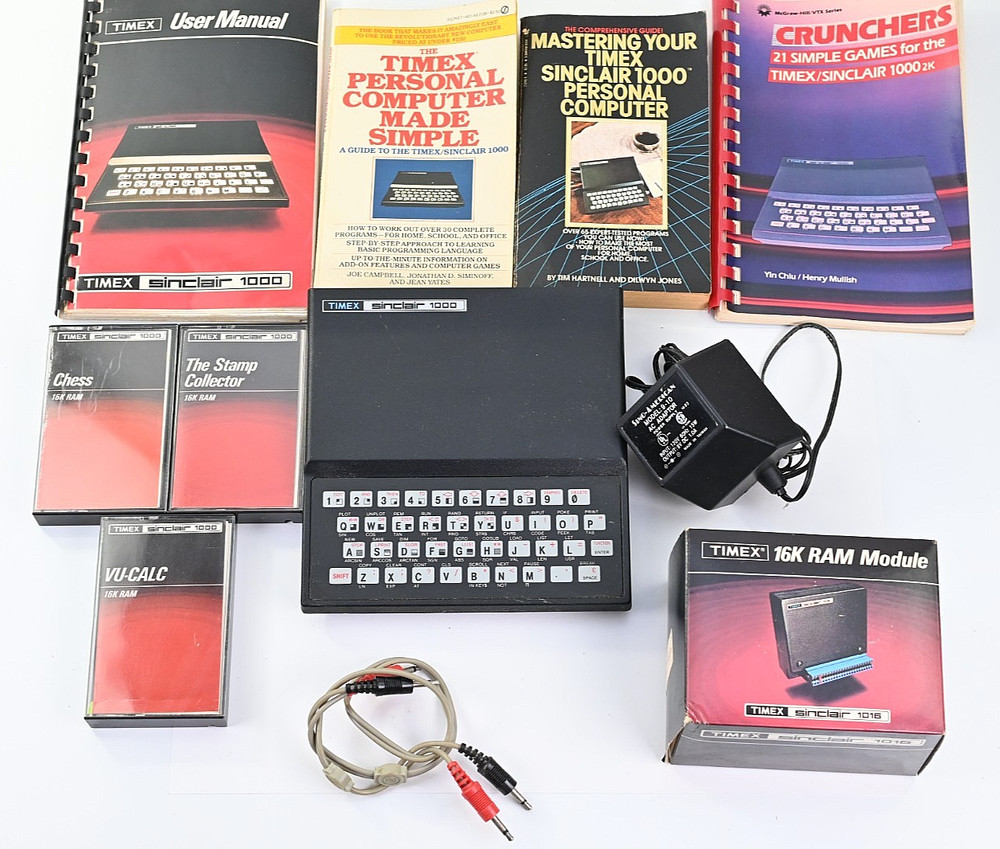 Timex Sinclair 1000 Bundle 16K RAM Tapes Books Untested 1982 PC