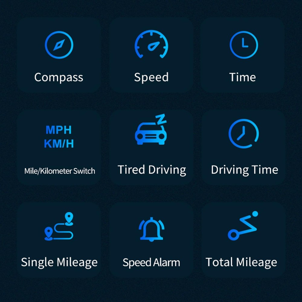 Digital Speedometer Heads Up Display GPS HUD with Multi Function Safety Alerts