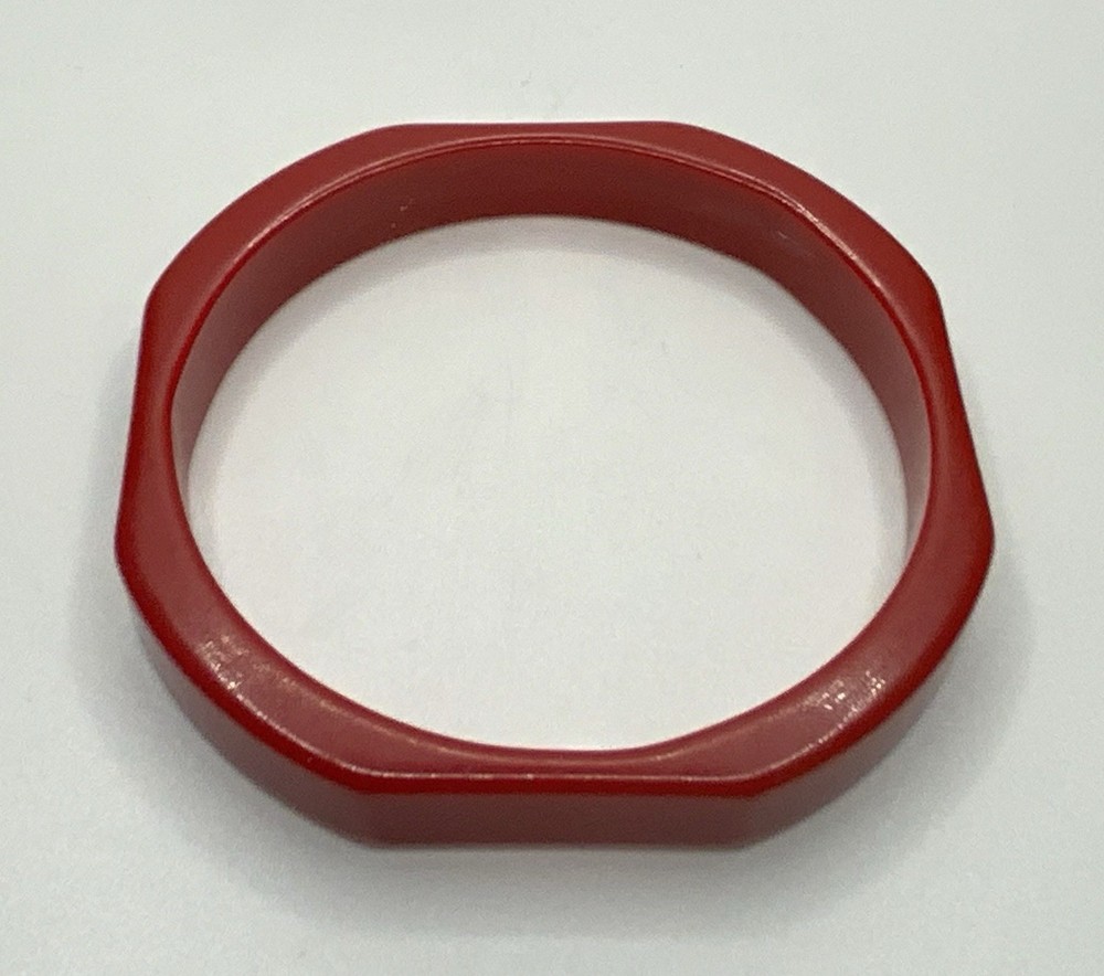 Vintage Deep Cherry Red Octagonal Bakelite Bangle Bracelet ~ Tested