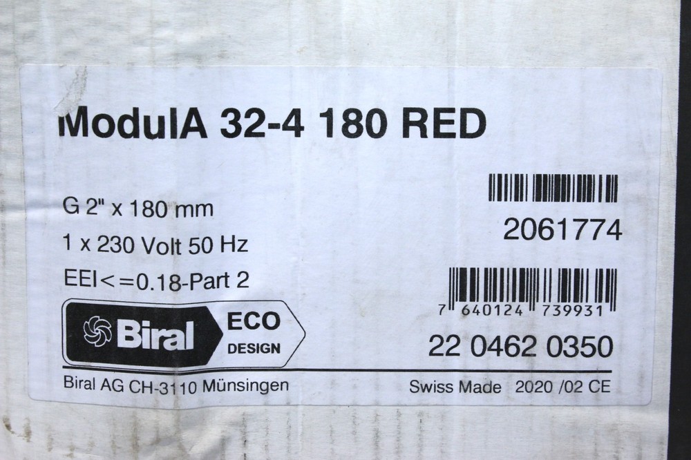 BIRAL ModulA 32-4 180 RED HEATING CIRCULATING PUMP