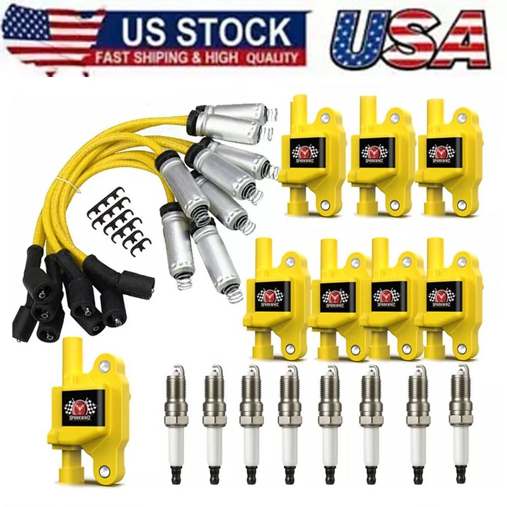 UF413 High Performance Ignition Coil & Spark Plug & Wire For Chevy GMC 5.3L 6.2L
