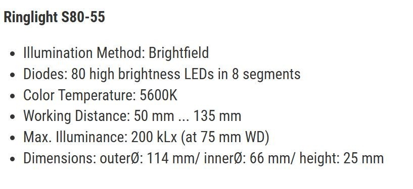 Schott S80-55 VisiLED Brightfield Ring Light 5600k