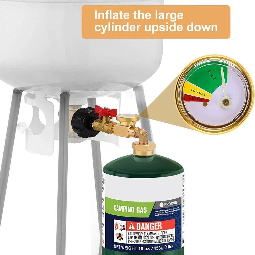 1Lb To 20Lb Tank Propane Refill Adapter With Gauge And ON-Off Control Valve US