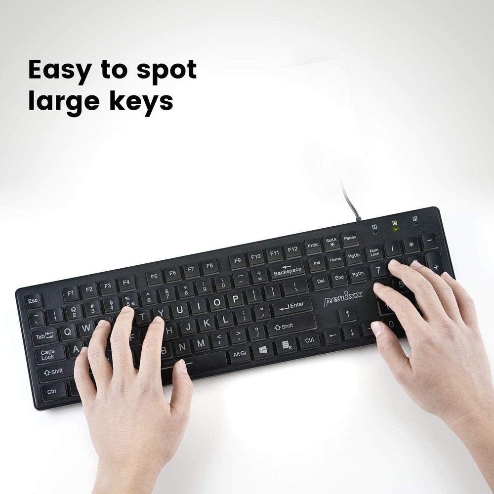 Large Print Letters Computer Keyboard LED Lighted White Backlit Full Size Key